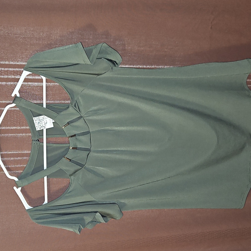 NAIF Stylish Green Blouse with Gold Accents